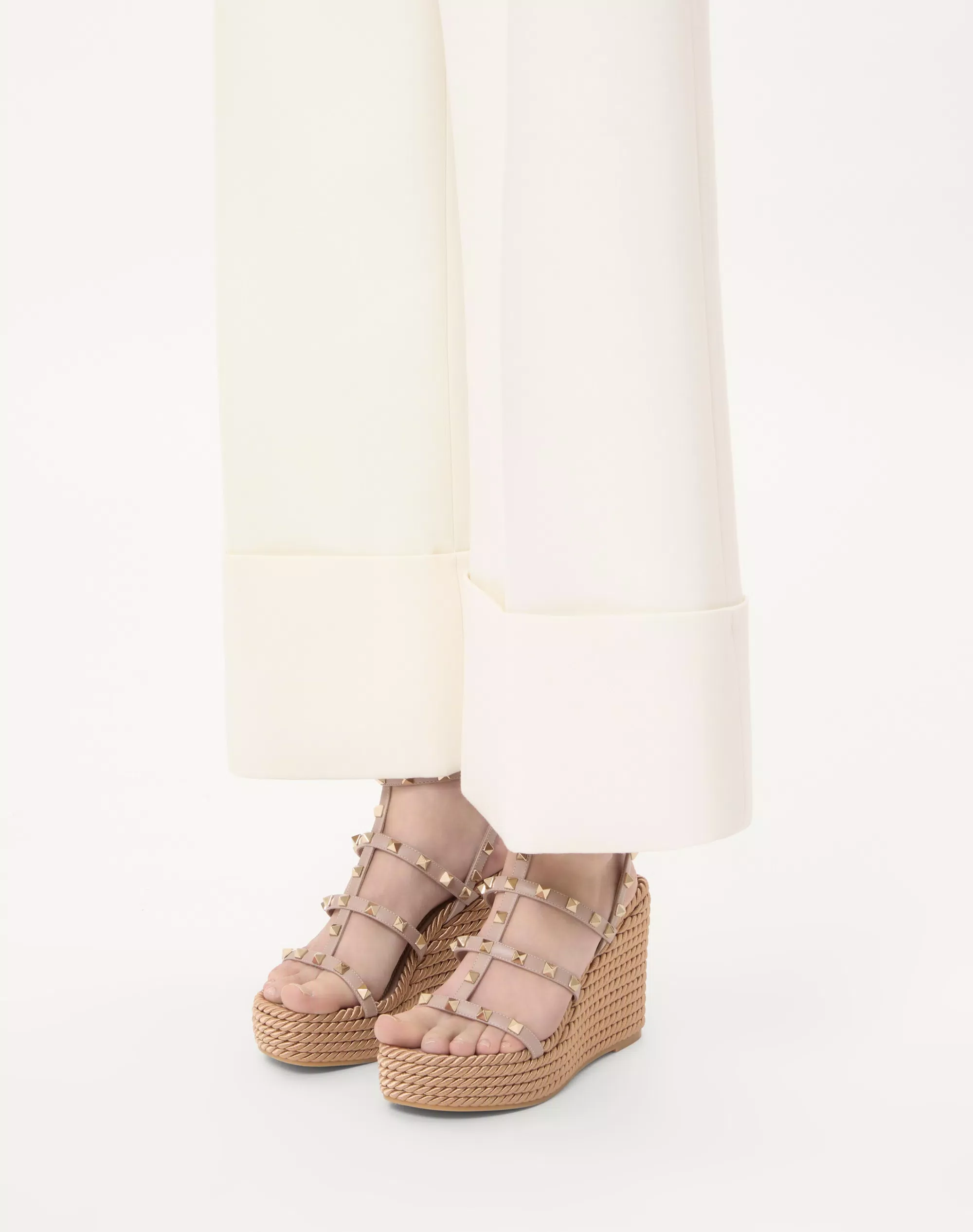 Valentino Rockstud Ankle Strap Wedge Sandal In Calfskin Leather 95 Mm - Image 7